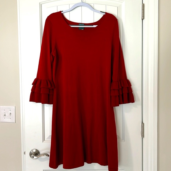 NWOT Gabby Skye red, bell sleeve sweater dress, size XL, office siren, corporate - Picture 1 of 5